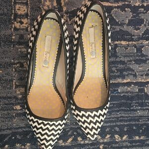 Boden Black and White Zigzag Heels